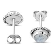 Rainbow Moonstone Stud Silver Earrings, e337